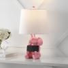 JONATHAN Y JYL4060A Kairi 21″ Modern Shabby Chic Resin/Iron Happy Elephant LED Kids’ Table Lamp with Phone Stand, White, for Living Room, Bedroom(Pink)