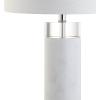 JONATHAN Y JYL5000A Hunter 32″ Marble/Crystal LED Table Lamp Contemporary Transitional Bedside Desk Nightstand Lamp for Bedroom Living Room Office College Bookcase LED Bulb Included, White/Clear