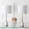 JONATHAN Y JYL5003A-SET2 Set of 2 Table Lamps Harper 27″ Marble/Crystal LED Table Lamp Modern Contemporary Bedside Desk Nightstand Lamp for Bedroom Living Room, White/Brass Gold