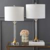 JONATHAN Y JYL5039A-SET2 Set of 2 Table Lamps Mark 28″ Crystal/Metal LED Table Lamp Contemporary Bedside Desk Nightstand Lamp for Bedroom Living Room Office College Bookcase, Clear/Brass Gold