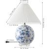 JONATHAN Y JYL5056A Shishen 19.5″ Cottage Classic Chinoiserie Ceramic Orb LED Table Lamp with Pleated Shade, Green/White for Bedroom, Living Room, Kitchen, Home Office, Kids Room(White/Blue)