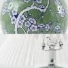 JONATHAN Y JYL5056A Shishen 19.5″ Cottage Classic Chinoiserie Ceramic Orb LED Table Lamp with Pleated Shade, Green/White for Bedroom, Living Room, Kitchen, Home Office, Kids Room(Green/White)