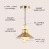 JONATHAN Y JYL6121A Colin 3-Light 35″ Adjustable Iron/Glass Retro Hurricane Triple LED Pendant Contemporary Glam Mid-Century Dimmable Dining Room Living Room Kitchen Foyer Bedroom Hallway(9.75″ 1-Light)