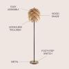 JONATHAN Y JYL6124A Simon 63″ Pinecone Wood/Metal LED Floor Lamp, Contemporary, Modern, Organic, Office, Bedroom, Living Room, Family Room, Dining Room, Kitchen, Natural/Black