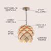 JONATHAN Y JYL6125A Simon 11.75″ Pinecone Wood LED Pendant Contemporary Dimmable Adjustable Dining Room Living Room Kitchen Foyer Bedroom Hallway, Natural