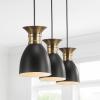 JONATHAN Y JYL6138A Edison 33.25″ Linear 3-Light Metal LED Pendant Contemporary Dimmable Dining Room Living Room Kitchen Foyer Bedroom Hallway, Black/Brass Gold(33.25″ 3 Light)