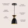 JONATHAN Y JYL6138A Edison 33.25″ Linear 3-Light Metal LED Pendant Contemporary Dimmable Dining Room Living Room Kitchen Foyer Bedroom Hallway, Black/Brass Gold(5.75″ 1 Light)