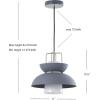 JONATHAN Y JYL6139A Paul 11″ Farmhouse Metal LED Pendant Modern Contemporary Dimmable Dining Room Living Room Kitchen Foyer Bedroom Hallway, Gray