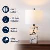 JONATHAN Y JYL6201A Elizabeth 27.5″ Alabaster LED Table Lamp Coastal Contemporary Bedside Desk Nightstand Lamp for Bedroom Living Room Office College Bookcase LED Bulb Included, White/Gold Leaf(Black / White)