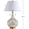 JONATHAN Y JYL6206A Highland 30.75″ Gourd Glass LED Table Lamp Contemporary Transitional Bedside Desk Nightstand Bedroom Living Room Office College Bookcase LED Bulbs Included, Mercury Silver/Gold