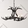 JONATHAN Y JYL6300A Eldora 30″ Adjustable Resin Antler 5-Light LED Chandelier, Glam, Rustic,Cottage,Transitional, Dimmable Dining Room, Living Room, Kitchen, Foyer, Bedroom, Brown(Black)