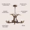 JONATHAN Y JYL6300A Eldora 30″ Adjustable Resin Antler 5-Light LED Chandelier, Glam, Rustic,Cottage,Transitional, Dimmable Dining Room, Living Room, Kitchen, Foyer, Bedroom, Brown(Brown)