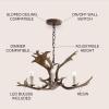 JONATHAN Y JYL6303A Eldora 27″ Adjustable Resin Antler 3-Light LED Chandelier,Rustic, Cottage, Transitional, Dimmable Dining Room, Living Room, Kitchen, Foyer, Bedroom, Brown