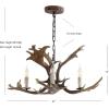 JONATHAN Y JYL6303A Eldora 27″ Adjustable Resin Antler 3-Light LED Chandelier,Rustic, Cottage, Transitional, Dimmable Dining Room, Living Room, Kitchen, Foyer, Bedroom, Brown