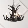 JONATHAN Y JYL6304A Eldora 18″ Adjustable Resin Antler 3-Light LED Chandelier,Rustic, Cottage, Transitional, Dimmable Dining Room, Living Room, Kitchen, Foyer, Bedroom, Brown(Black)