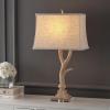 JONATHAN Y JYL6306A Antler 29.5″ Rustic Resin/Crystal LED Table Lamp Traditional Bedside Desk Nightstand Lamp for Bedroom Living Room Office College Bookcase LED Bulb Included, Brown(Beige)