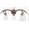 JONATHAN Y JYL6309A Wyatt 25.5″ 3-Light Southwestern Bohemian Resin/Seeded Glass Faux Antler LED Vanity Light, Brown Wood Finish for Bathroom Vanity and Kitchen