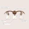 JONATHAN Y JYL6309A Wyatt 25.5″ 3-Light Southwestern Bohemian Resin/Seeded Glass Faux Antler LED Vanity Light, Brown Wood Finish for Bathroom Vanity and Kitchen