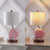 JONATHAN Y JYL6312B Ellie 20.25″ Bohemian Designer Iron/Resin Elephant LED Kids Table Lamp with Phone Stand and USB Charging Port Minimalist, Style, Contemporary, Living Room, Bedroom, Pink(Pink)