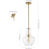 JONATHAN Y JYL6400C Watts 10.5″ 1-Light Mid-Century Modern Iron/Glass LED Pendant Contemporary, Coastal, Vintage Bedroom Living Room, Brass Gold/Clear(Brass Gold/Clear)