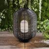 JONATHAN Y JYL6506A Kandella 26.7″ Outdoor Woven Oval Asian LED Lantern Bohemian,Scandinavian,Modern,Contemporary for Bedroom, Living Room, Office, College Dorm, Coffee Table, Bookcase, Black