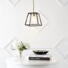 JONATHAN Y JYL6509A Girard 9.25″ 1-Light Farmhouse Industrial Iron LED Pendant Modern, Minimalist, Coastal Bedroom Living Room, Black/Brass Gold(9.25″ 1-Light)