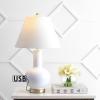 JONATHAN Y JYL6600A Han 27″ Ceramic/Iron Contemporary USB Charging LED Table Lamp Bedside Desk Nightstand Lamp for Bedroom Living Room Office College Bookcase LED Bulb Included, White/Brass Gold