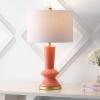 JONATHAN Y JYL6607B Ziggy 27″ Ceramic/Iron Contemporary Glam LED Table Lamp Bedside Desk Nightstand Lamp for Bedroom Living Room Office College Bookcase LED Bulb Included, Coral/Brass Gold(Coral/Brass Gold)