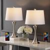 JONATHAN Y JYL6621B-SET2 Bennett 22.75″ Modern Glam Iron Hourglass LED Table Lamp with USB Charging Port Minimalist, Designer, Contemporary, Office, Living Room, Dining Room, Bedroom, Nickel(Nickel)