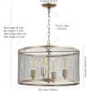JONATHAN Y JYL6703A Pen 4-Light 20″ Iron Adjustable Industrial Mesh Drum LED Chandelier Pendant Casual Cottage Farmhouse Dimmable Dining Room Living Room Kitchen Foyer Bedroom Hallway, Antique Gold