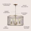 JONATHAN Y JYL6703A Pen 4-Light 20″ Iron Adjustable Industrial Mesh Drum LED Chandelier Pendant Casual Cottage Farmhouse Dimmable Dining Room Living Room Kitchen Foyer Bedroom Hallway, Antique Gold