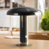 JONATHAN Y JYL7114A Suillius 11″ Contemporary Bohemian Rechargeable/Cordless Portable Iron Integrated LED Mushroom Table Lamp Modern, Coastal Bedside Desk Nightstand Lamp, Black(Black)