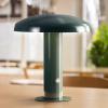 JONATHAN Y JYL7114A Suillius 11″ Contemporary Bohemian Rechargeable/Cordless Portable Iron Integrated LED Mushroom Table Lamp Modern, Coastal Bedside Desk Nightstand Lamp, Black(Forest Green)
