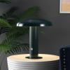 JONATHAN Y JYL7114A Suillius 11″ Contemporary Bohemian Rechargeable/Cordless Portable Iron Integrated LED Mushroom Table Lamp Modern, Coastal Bedside Desk Nightstand Lamp, Black(Forest Green)