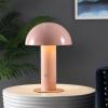 JONATHAN Y JYL7115B Boletus 10.75″ Contemporary Bohemian Rechargeable/Cordless Portable Iron Integrated LED Mushroom Table Lamp Modern, Coastal Bedside Desk Nightstand Lamp, White(Pink)