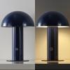 JONATHAN Y JYL7115B Boletus 10.75″ Contemporary Bohemian Rechargeable/Cordless Portable Iron Integrated LED Mushroom Table Lamp Modern, Coastal Bedside Desk Nightstand Lamp, White(Navy)