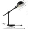 JONATHAN Y JYL7123A Curtis 20.25″ Iron Adjustable Dome Shade LED Task Lamp, USB Charging Port, Classic, Coastal, Industrial, Vintage, Farmhouse, Traditional for Bedroom, Living Room, Office, Black(Black)