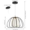 JONATHAN Y JYL7149A Gigi 11.5″ Modern Glam Metal Adjustable Dimmable Stripe Cage Integrated LED Pendant, Black/Gold Painting for Bedroom, Living Room, Dining Room(23.5″L x 23.5″W x 78.0″H)