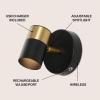 JONATHAN Y JYL7162A Paola 6″ 1-Light Modern Adjustable Head Integrated Dimmable LED Rechargeable Wall Spotlight with Touch Sensor for Bedroom, Living Room, Kitchen, Office, Black/Brass Gold(Black/Brass Gold)