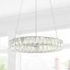 JONATHAN Y JYL7218A Reese 15.7″ Adjustable Integrated LED Metal/Crystal Chandelier, Contemporary Glam 4000K 24W Built-in Light for Kitchen Hallway Bathroom Commercial Office Living Room, Chrome/Clear