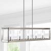 JONATHAN Y JYL7414A Anna 38.5″ Linear 5-Light Metal/Glass LED Pendant Contemporary Transitional Traditional Dimmable Dining Room Living Room Kitchen Foyer Bedroom Hallway, Oil Rubbed Bronze/Clear(Nickel)
