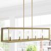 JONATHAN Y JYL7414A Anna 38.5″ Linear 5-Light Metal/Glass LED Pendant Contemporary Transitional Traditional Dimmable Dining Room Living Room Kitchen Foyer Bedroom Hallway, Oil Rubbed Bronze/Clear(Brass Gold)