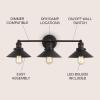 JONATHAN Y JYL7424A June 17.5″ 2-Light Metal Shade Farmhouse Sconce Contemporary Transitional 2200K Edison 25W Bulbs Included for Bedroom Living Room Bathroom, Vanity Lighting, Chrome(Oil-Rubbed Bronze)
