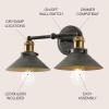 JONATHAN Y JYL7424A June 17.5″ 2-Light Metal Shade Farmhouse Sconce Contemporary Transitional 2200K Edison 25W Bulbs Included for Bedroom Living Room Bathroom, Vanity Lighting, Chrome(Rustic Dark Gray/Brass Gold)