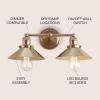 JONATHAN Y JYL7424A June 17.5″ 2-Light Metal Shade Farmhouse Sconce Contemporary Transitional 2200K Edison 25W Bulbs Included for Bedroom Living Room Bathroom, Vanity Lighting, Chrome(Brass Gold)