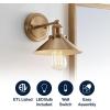 JONATHAN Y JYL7429A August 7.8″ 1-Light Metal Shade Farmhouse Sconce Contemporary Transitional 2200K Edison 25W Bulb Included for Bedroom Living Room Bathroom, Vanity Lighting, Brass Gold(Brass Gold)