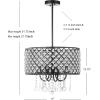 JONATHAN Y JYL7464A Gigi 17″ Metal/Crystal Adjustable LED Drop Pendant, Glam, Contemporary, Dimmable Dining Room, Living Room, Kitchen, Foyer, Black(17 in)