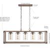 JONATHAN Y JYL7478A Zeniba 36″ 5-Light Linear Adjustable Iron/Seeded Glass Rustic Farmhouse LED Pendant Bohemian Industrial Vintage Dining Room Living Room Kitchen Foyer Bedroom Hallway, Brown