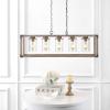 JONATHAN Y JYL7478A Zeniba 36″ 5-Light Linear Adjustable Iron/Seeded Glass Rustic Farmhouse LED Pendant Bohemian Industrial Vintage Dining Room Living Room Kitchen Foyer Bedroom Hallway, Brown