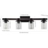 JONATHAN Y JYL7510A Bungalow 32″ 4-Light Iron/Seeded Glass Rustic Farmhouse LED Vanity Light, Oil Rubbed Bronze Cottage 2700K LED 4W Bulbs for Bedroom Livingroom Bathroom Hallway, Oil Rubbed Bronze(4 Bulb)